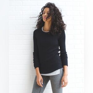 Lululemon Cabin Yogi Long Sleeve Cashmere Blend Sweater in Black Dark Gray